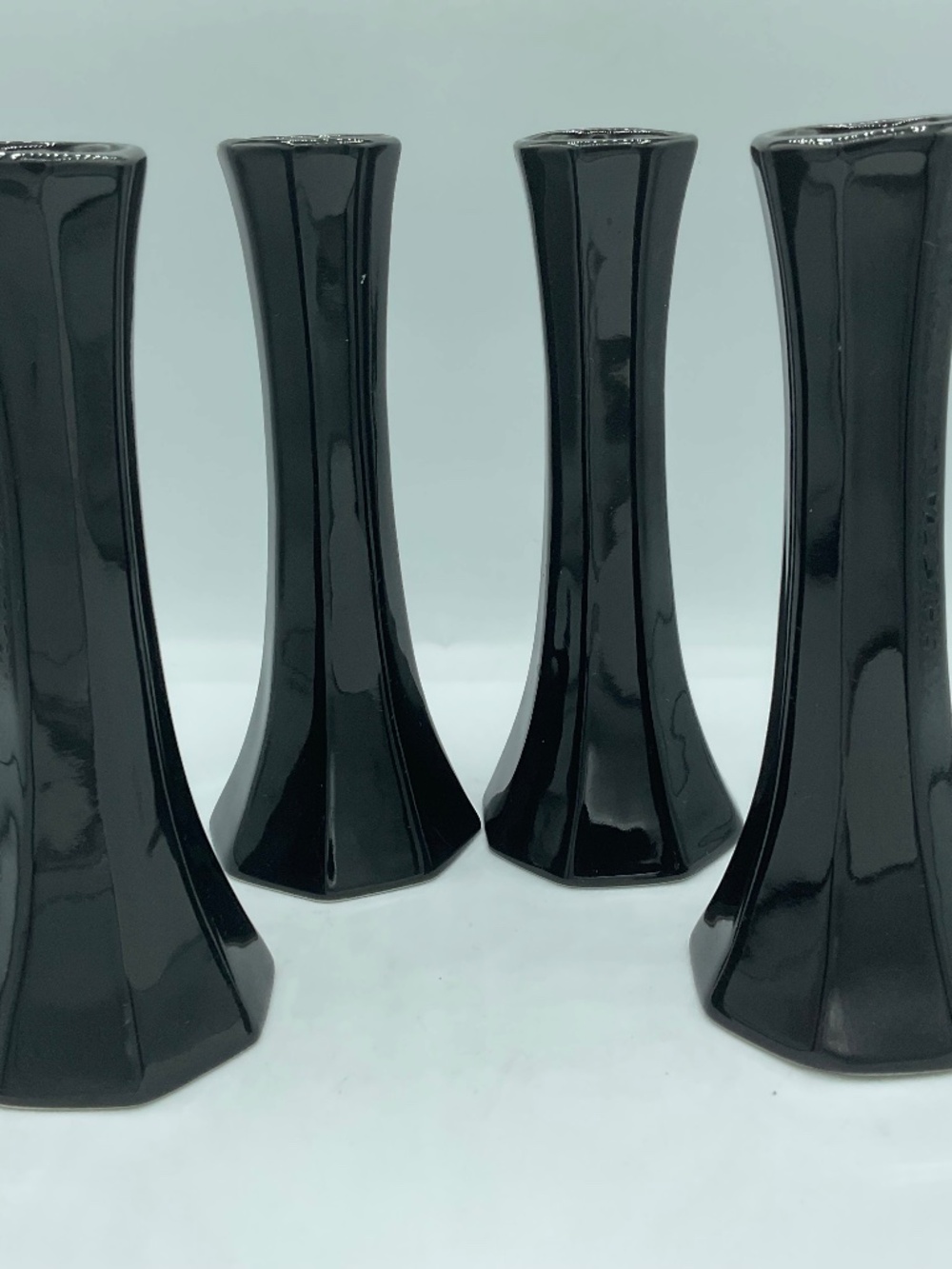 Black mini Eiffel Tower Style Bud vases Hollowick Easy Florals 6”